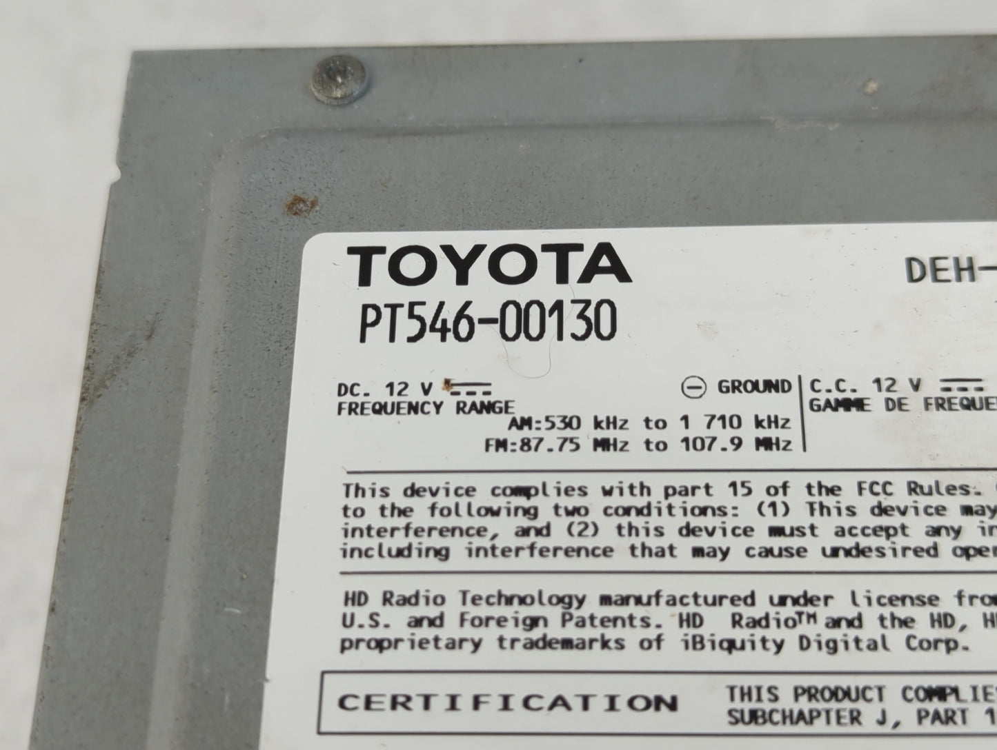 2013-2015 Scion Fr-S Radio AM FM Cd Player Receiver Replacement P/N:PT546-00130 Fits Fits 2012 2013 2014 2015 2016 OEM Used 