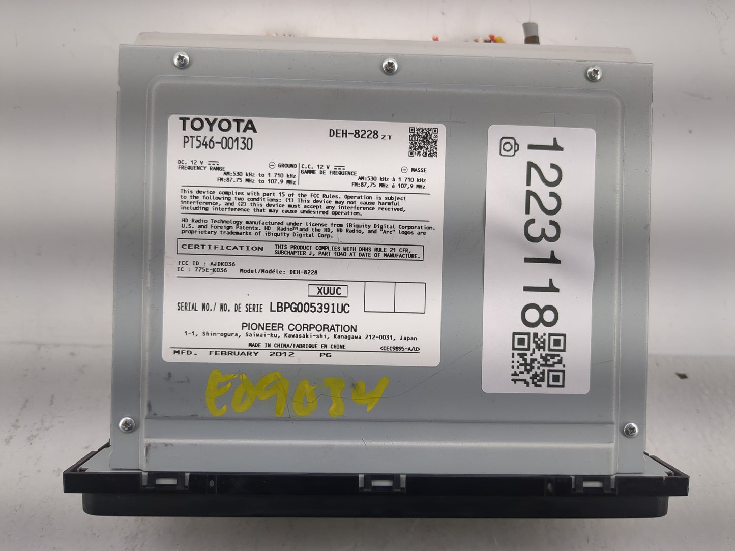 2013-2014 Scion Tc Radio AM FM Cd Player Receiver Replacement P/N:PT546-00130 Fits Fits 2012 2013 2014 OEM Used Auto Parts -