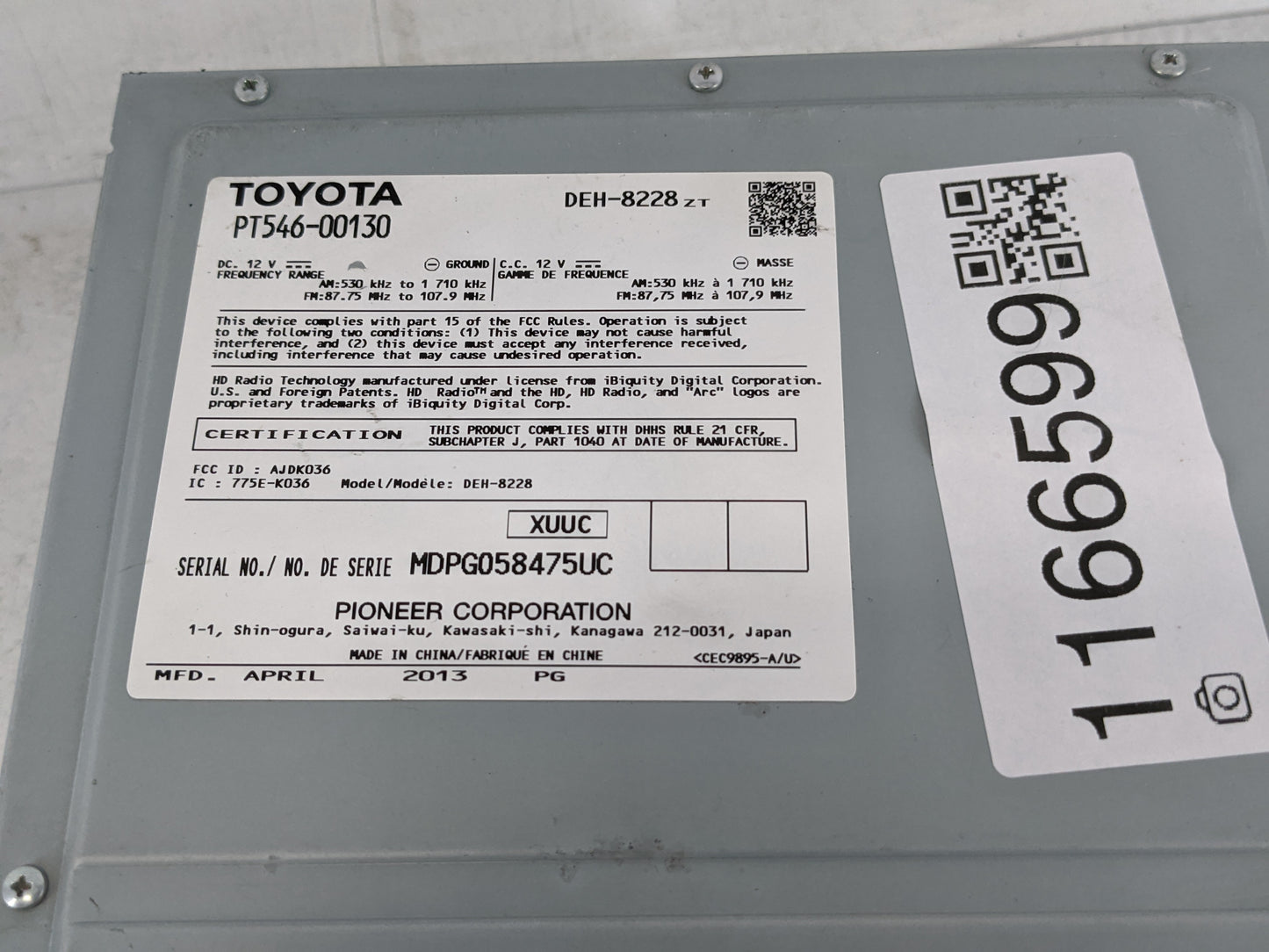 2012-2014 Scion Xb Radio AM FM Cd Player Receiver Replacement P/N:PT546-00130 Fits Fits 2012 2013 2014 OEM Used Auto Parts -