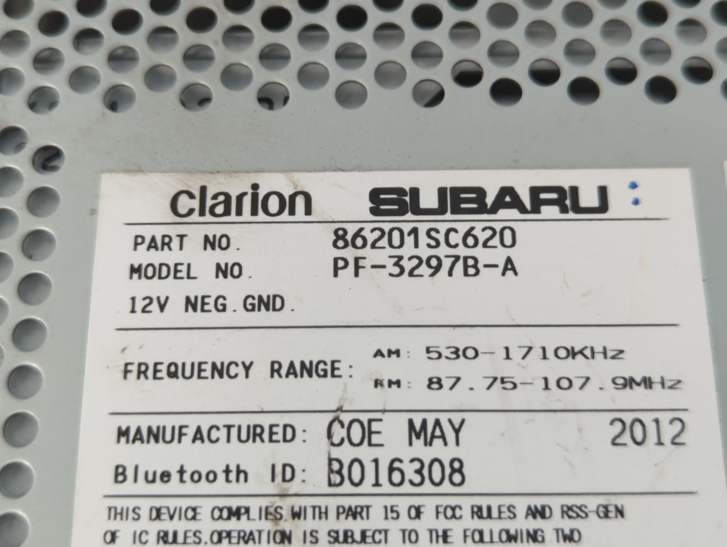 2013 Subaru Forester Radio AM FM Cd Player Receiver Replacement P/N:86201SC620 Fits OEM Used Auto Parts - Oemusedautoparts1.