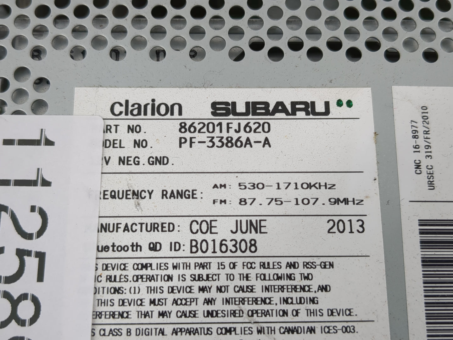 2012-2014 Subaru Impreza Radio AM FM Cd Player Receiver Replacement P/N:86201FJ620 Fits Fits 2012 2013 2014 OEM Used Auto Pa