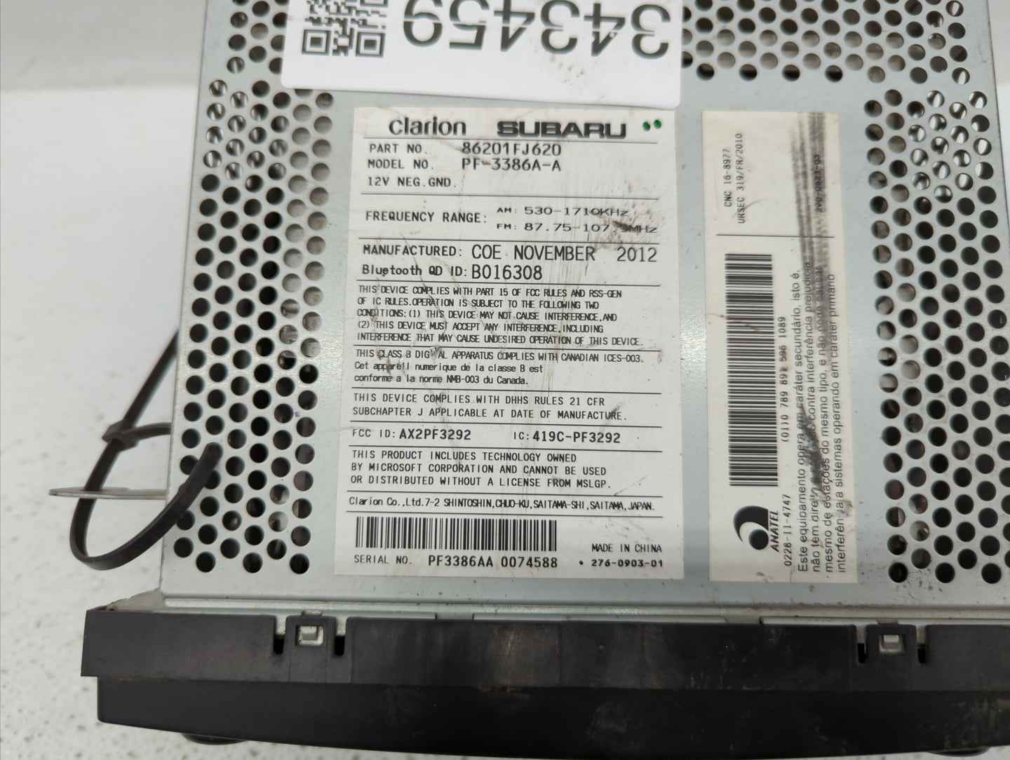 2012-2014 Subaru Impreza Radio AM FM Cd Player Receiver Replacement P/N:86201FJ600 86201FJ620 Fits Fits 2012 2013 2014 OEM U