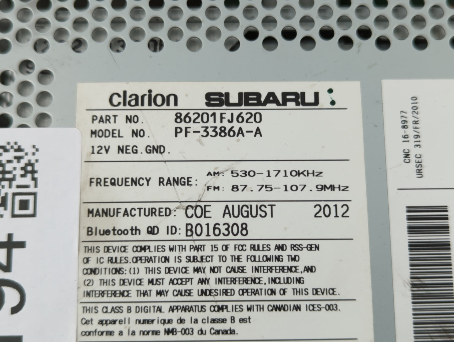 2012-2014 Subaru Impreza Am Fm Cd Player Radio Receiver - Oemusedautoparts1.com