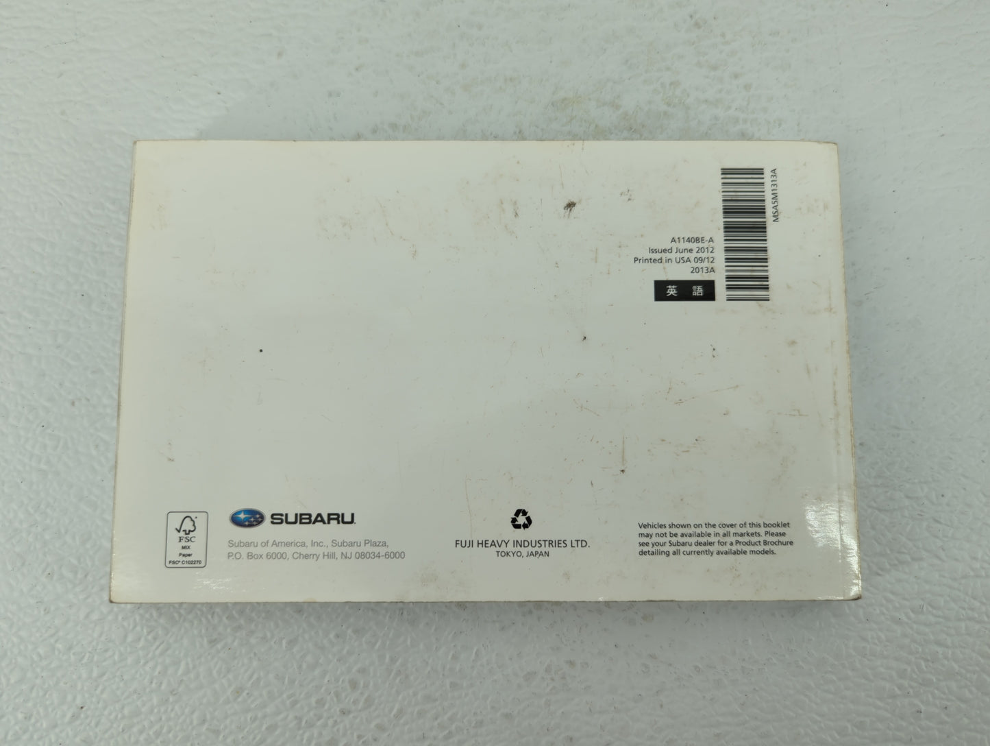 2013 Subaru Impreza Owners Manual Book Guide OEM Used Auto Parts - Oemusedautoparts1.com