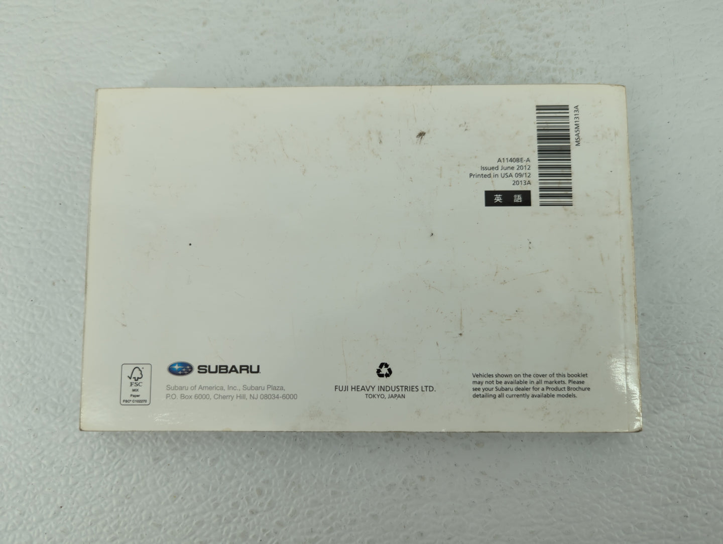 2013 Subaru Impreza Owners Manual Book Guide OEM Used Auto Parts - Oemusedautoparts1.com