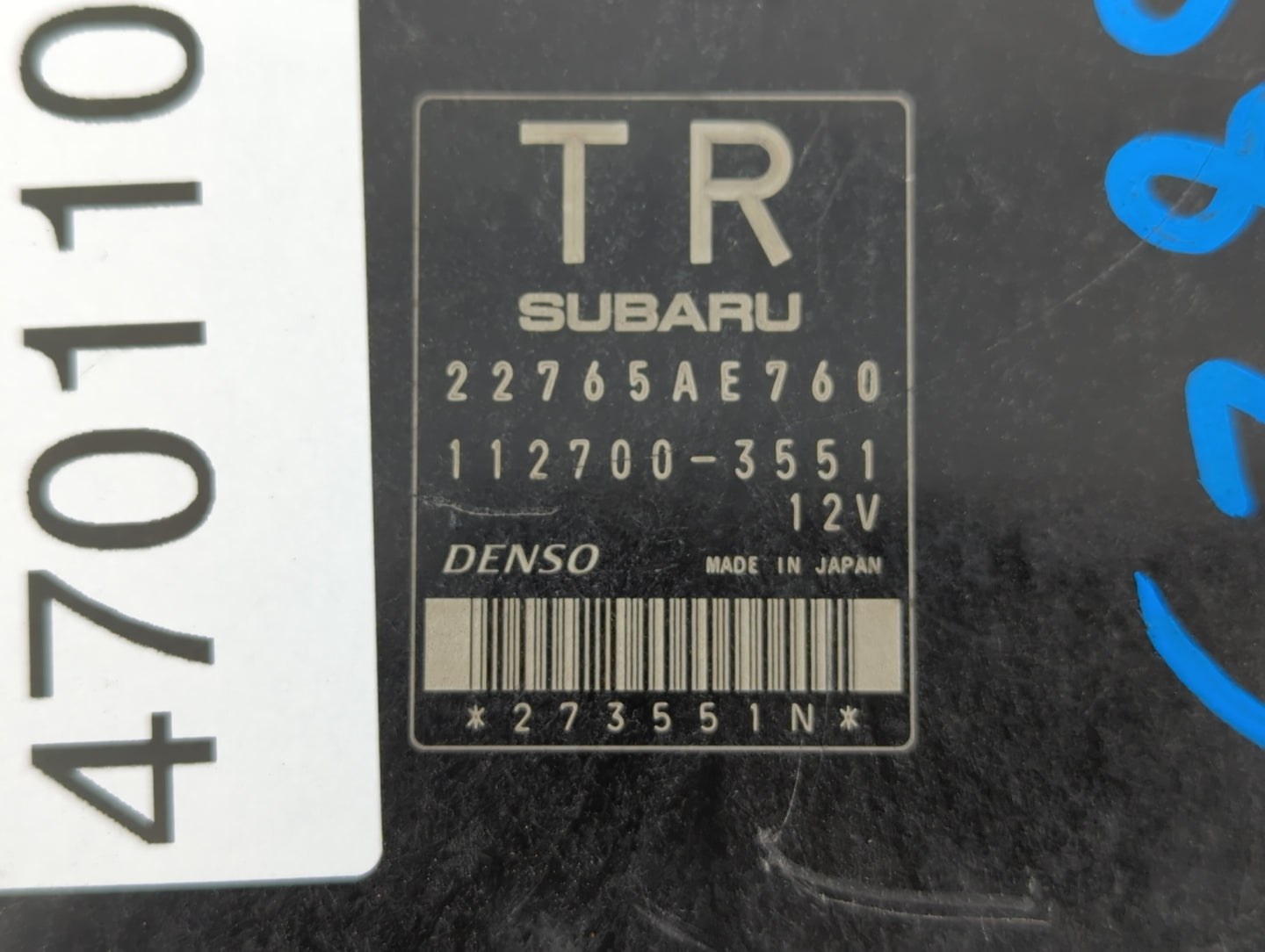 2013 Subaru Impreza PCM Engine Control Computer ECU ECM PCU OEM P/N:112700-3551 22765AE760, 22765AE761 Fits OEM Used Auto Pa