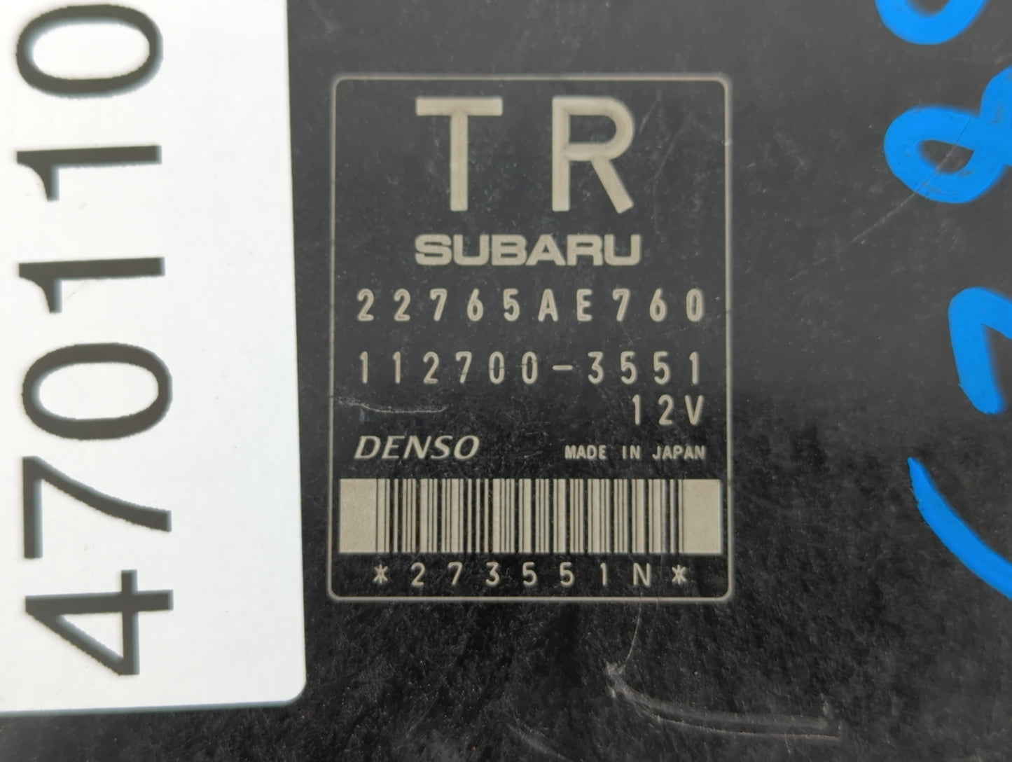 2013 Subaru Impreza PCM Engine Control Computer ECU ECM PCU OEM P/N:112700-3551 22765AE760, 22765AE761 Fits OEM Used Auto Pa