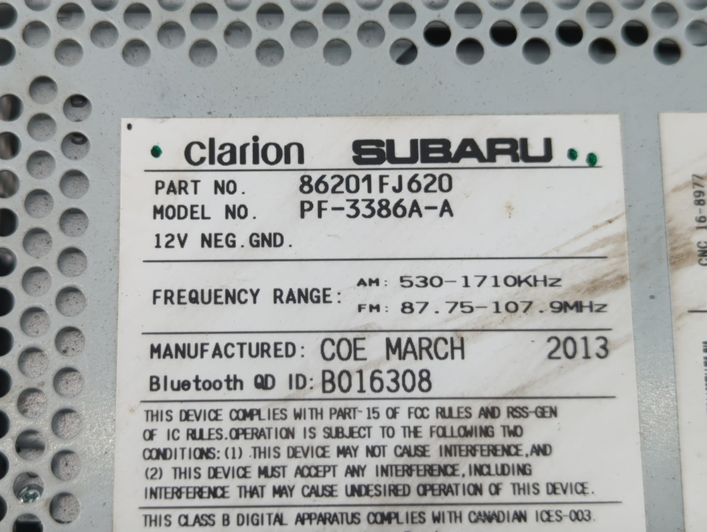 2012-2014 Subaru Impreza Am Fm Cd Player Radio Receiver - Oemusedautoparts1.com