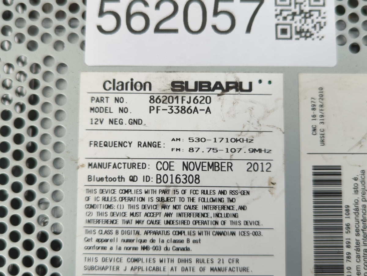 2012-2014 Subaru Impreza Am Fm Cd Player Radio Receiver 562057 - Oemusedautoparts1.com