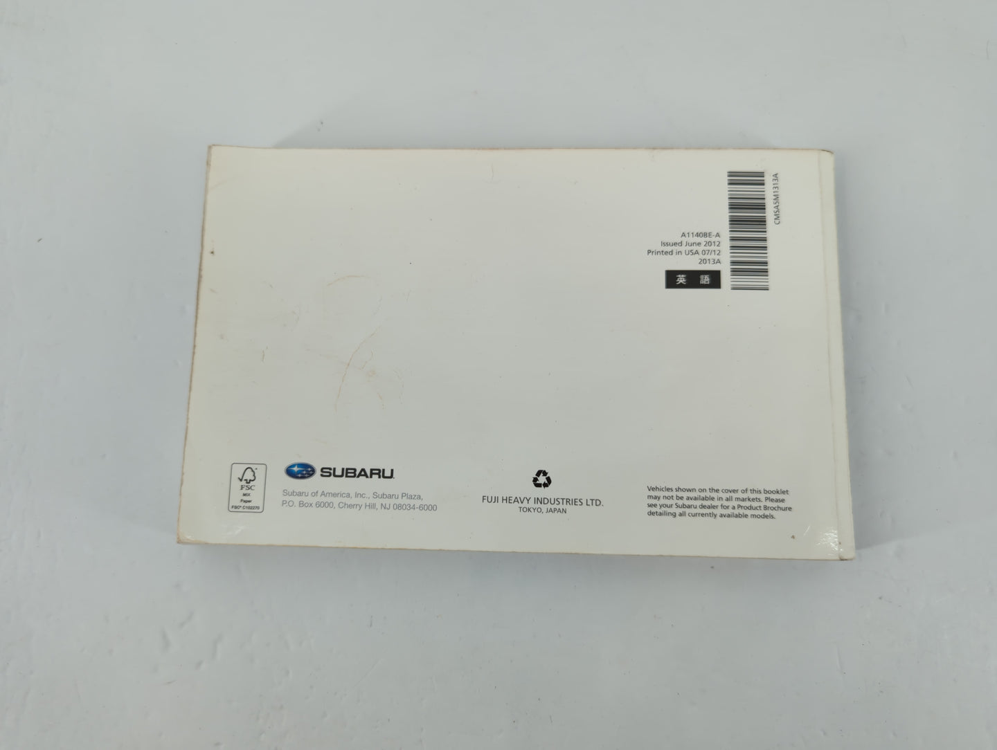 2013 Subaru Impreza Owners Manual Book Guide P/N:A1140BE-A OEM Used Auto Parts - Oemusedautoparts1.com