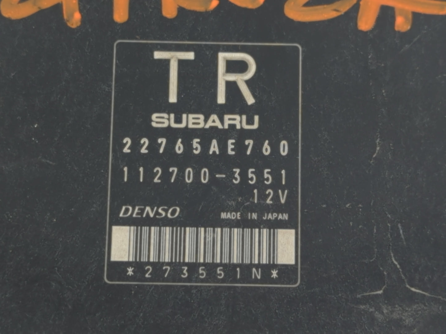 2013 Subaru Impreza PCM Engine Control Computer ECU ECM PCU OEM P/N:22765AE760 112700-3551 Fits OEM Used Auto Parts - Oemuse