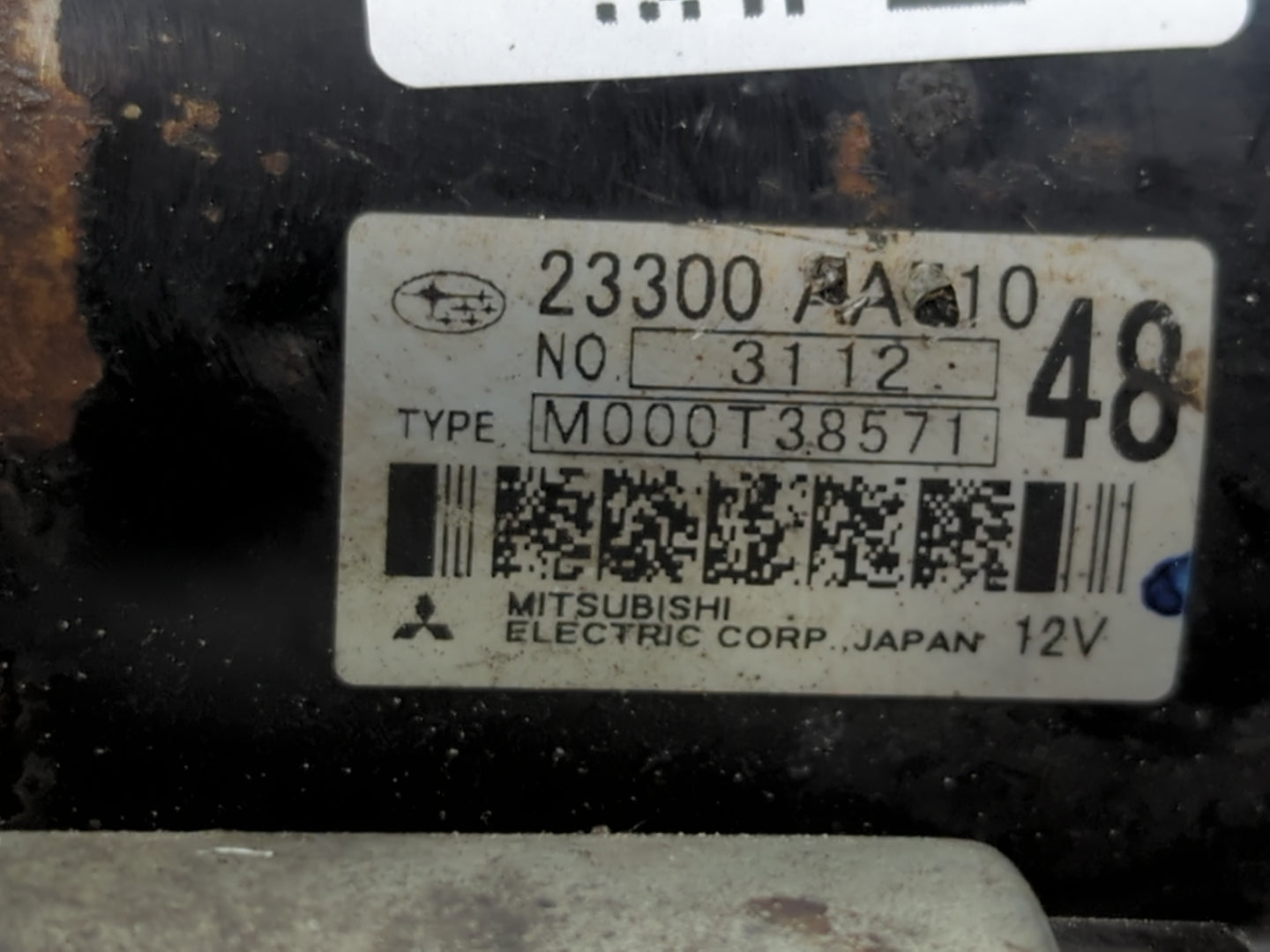 2012-2016 Subaru Impreza Car Starter Motor Solenoid OEM P/N:M000T38571 23300 AA010 Fits OEM Used Auto Parts - Oemusedautopar