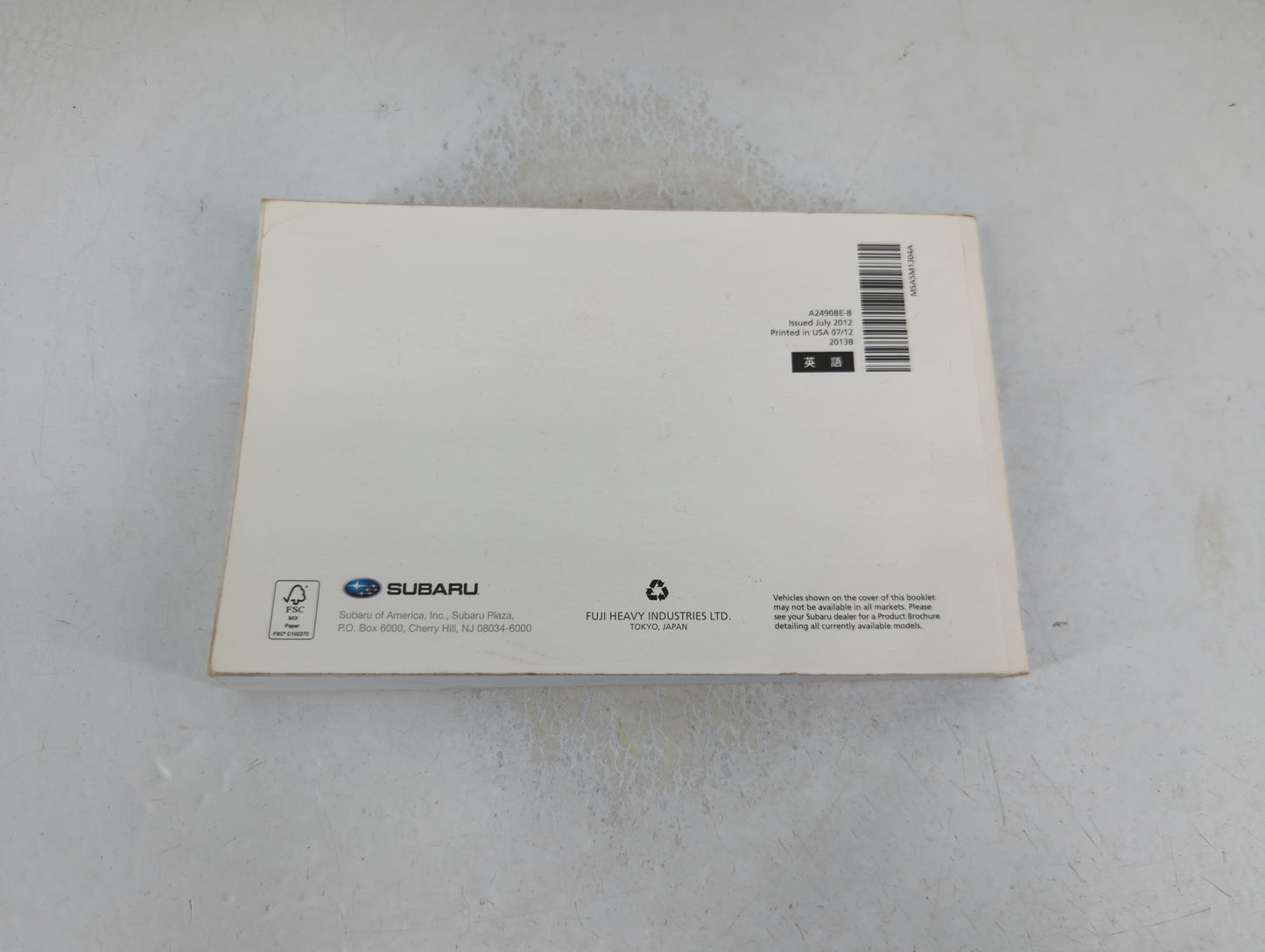 2013 Subaru Legacy Owners Manual Book Guide P/N:A2490BE-B OEM Used Auto Parts - Oemusedautoparts1.com
