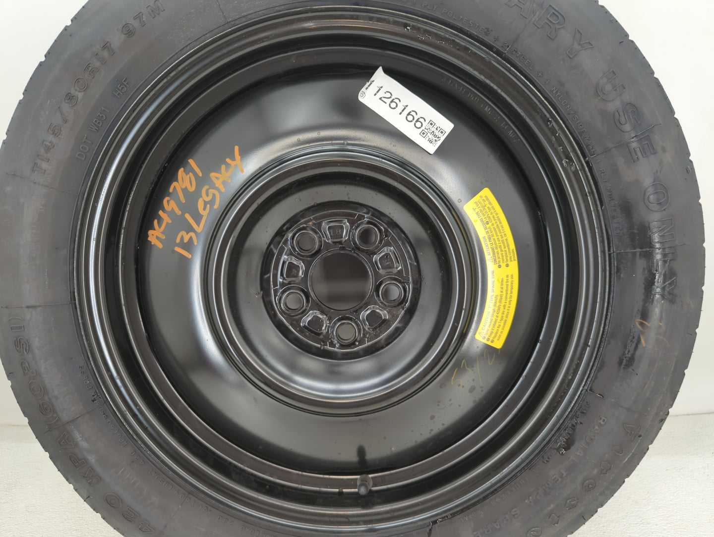 2010-2014 Subaru Legacy Spare Donut Tire Wheel Rim Oem - Oemusedautoparts1.com