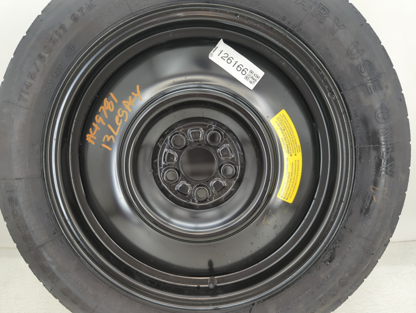 2010-2014 Subaru Legacy Spare Donut Tire Wheel Rim Oem - Oemusedautoparts1.com