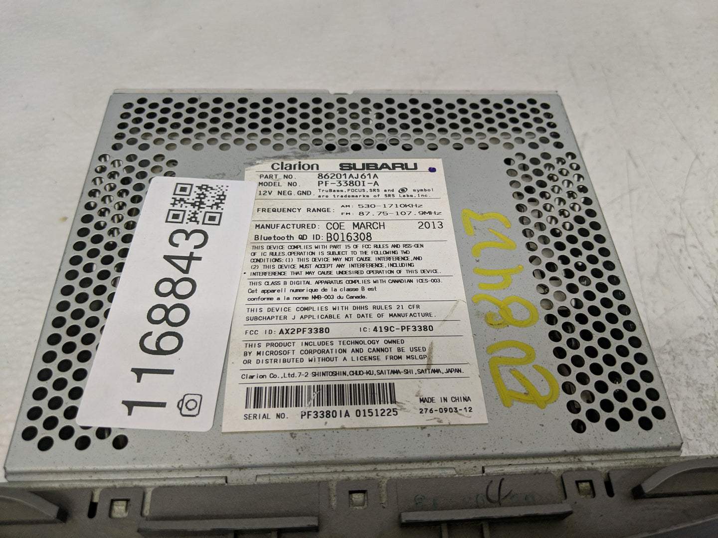 2012-2014 Subaru Legacy Radio AM FM Cd Player Receiver Replacement P/N:86201AJ61A Fits Fits 2012 2013 2014 OEM Used Auto Par