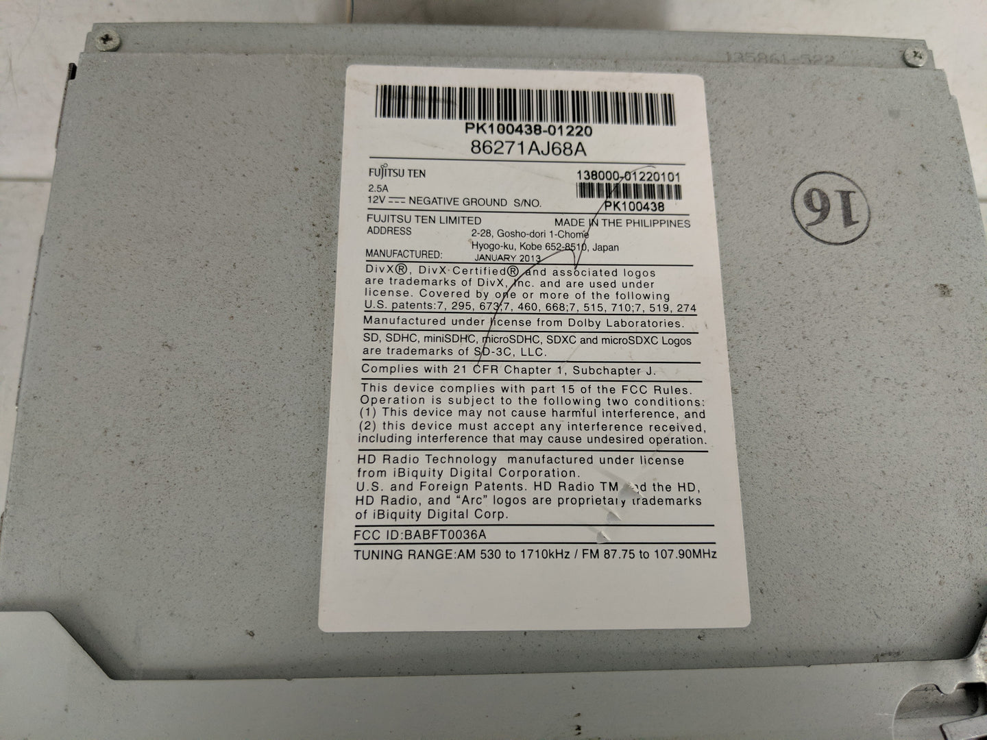 2013 Subaru Legacy Radio AM FM Cd Player Receiver Replacement P/N:86271AJ68A Fits OEM Used Auto Parts - Oemusedautoparts1.co