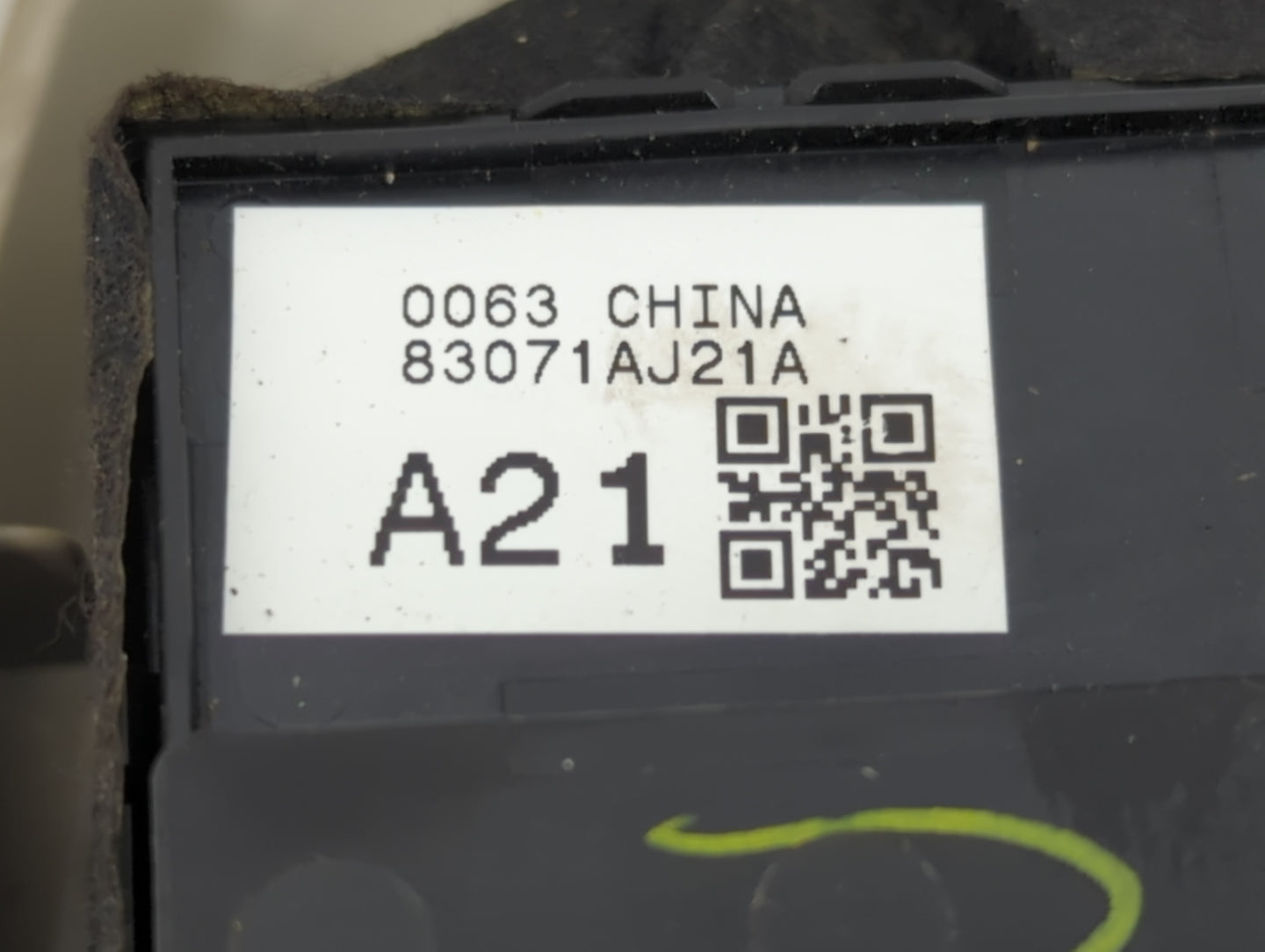 2013-2014 Subaru Legacy Master Power Window Switch Replacement Driver Side Left Fits Fits 2013 2014 OEM Used Auto Parts - Oe