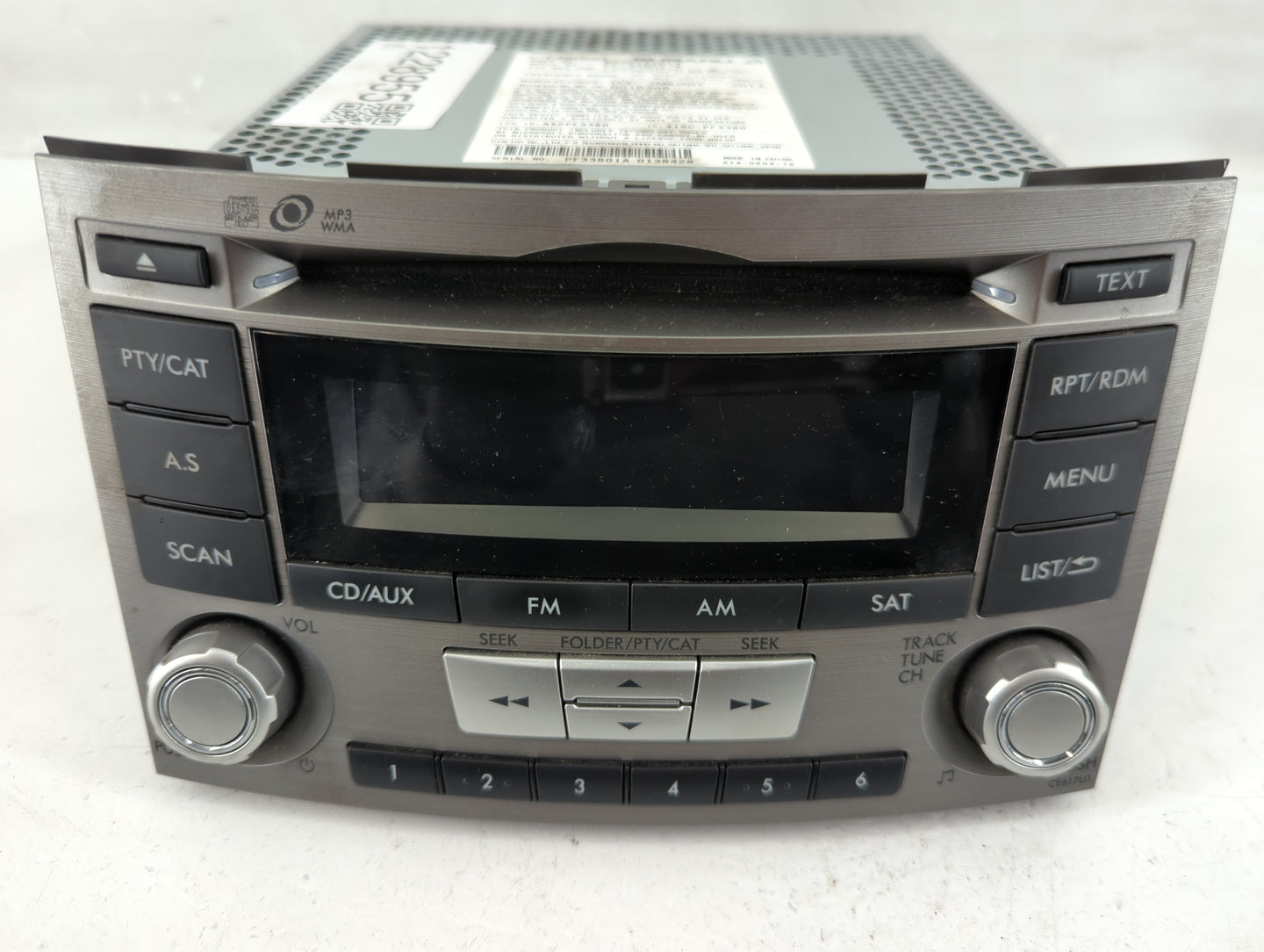 2012-2014 Subaru Legacy Radio AM FM Cd Player Receiver Replacement P/N:86201AJ61A Fits Fits 2012 2013 2014 OEM Used Auto Par