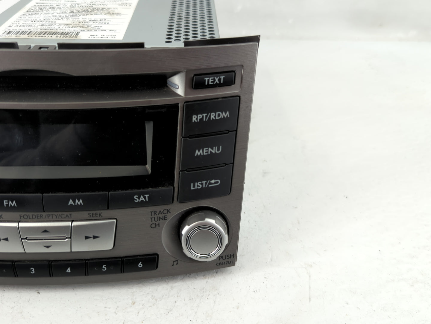2012-2014 Subaru Legacy Radio AM FM Cd Player Receiver Replacement P/N:86201AJ61A Fits Fits 2012 2013 2014 OEM Used Auto Par