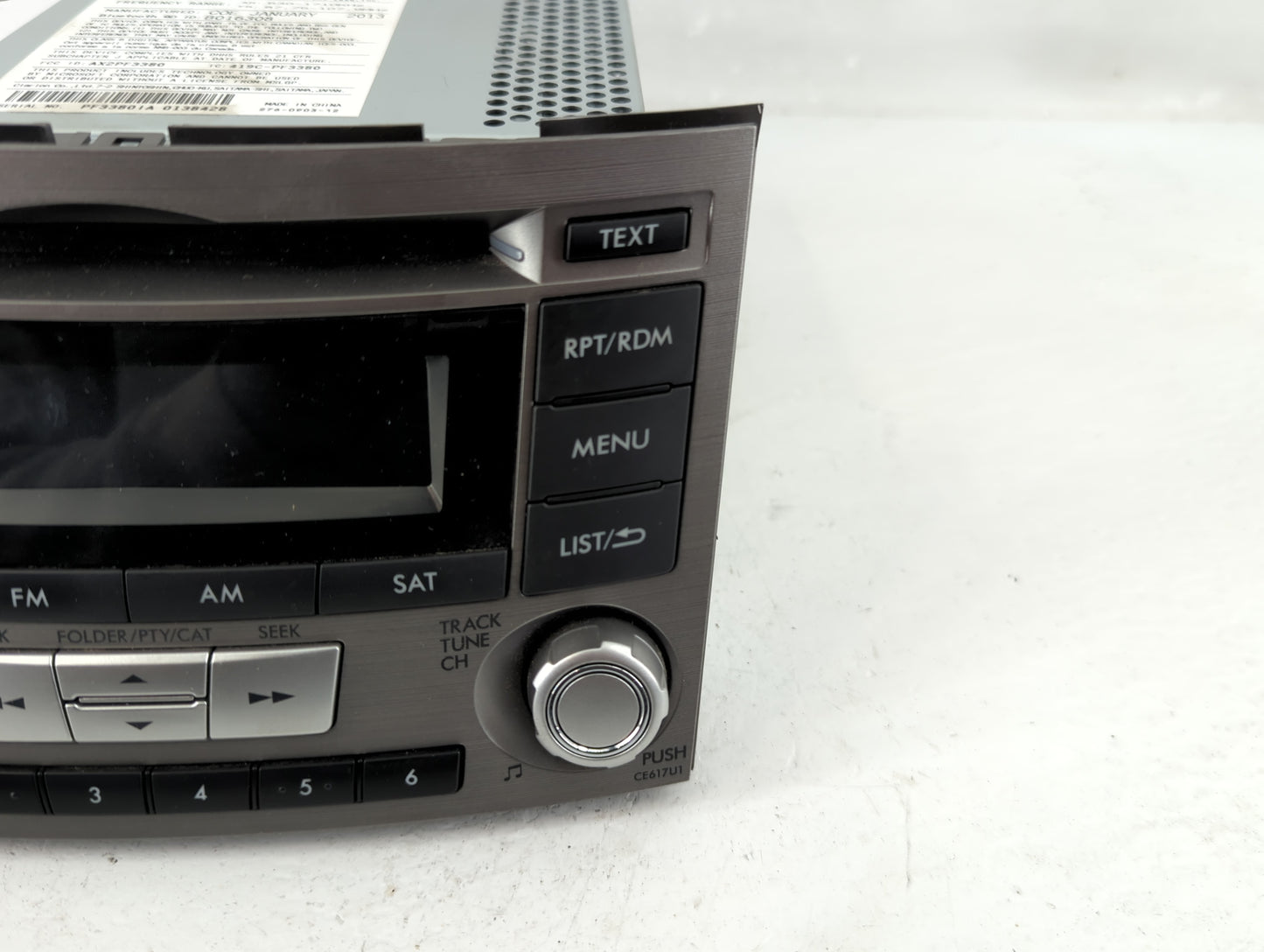 2012-2014 Subaru Legacy Radio AM FM Cd Player Receiver Replacement P/N:86201AJ61A Fits Fits 2012 2013 2014 OEM Used Auto Par