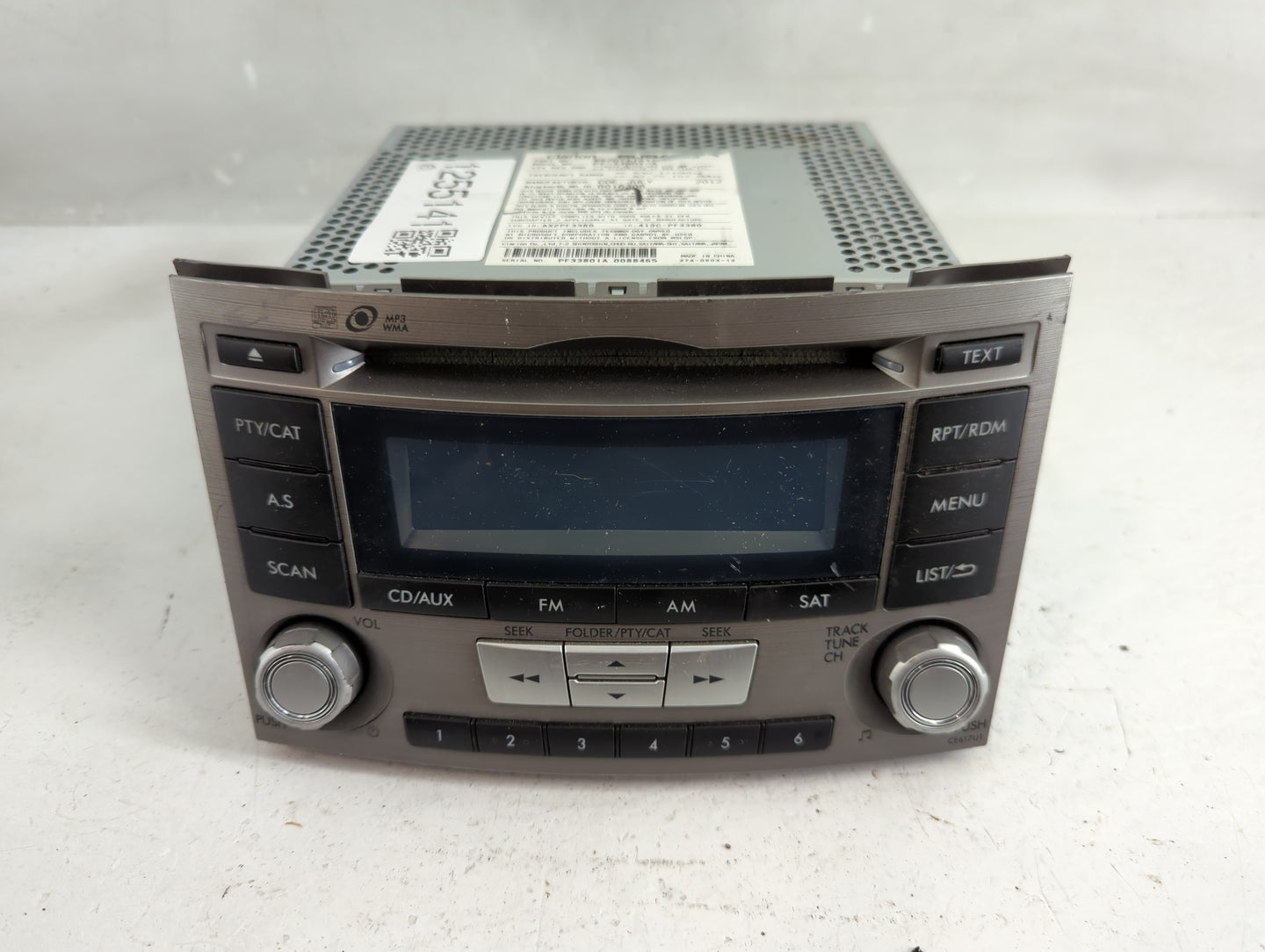 2012-2014 Subaru Legacy Radio AM FM Cd Player Receiver Replacement P/N:86201AJ61A Fits Fits 2012 2013 2014 OEM Used Auto Par