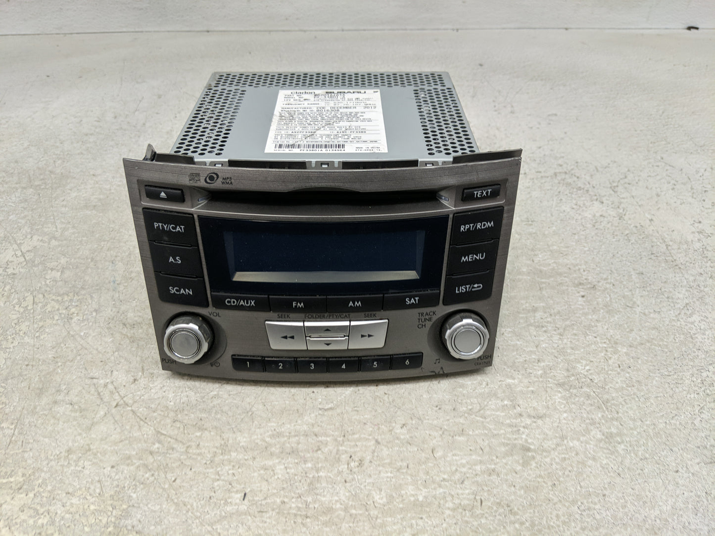 2012-2014 Subaru Legacy Radio AM FM Cd Player Receiver Replacement P/N:86201AJ61A Fits Fits 2012 2013 2014 OEM Used Auto Par
