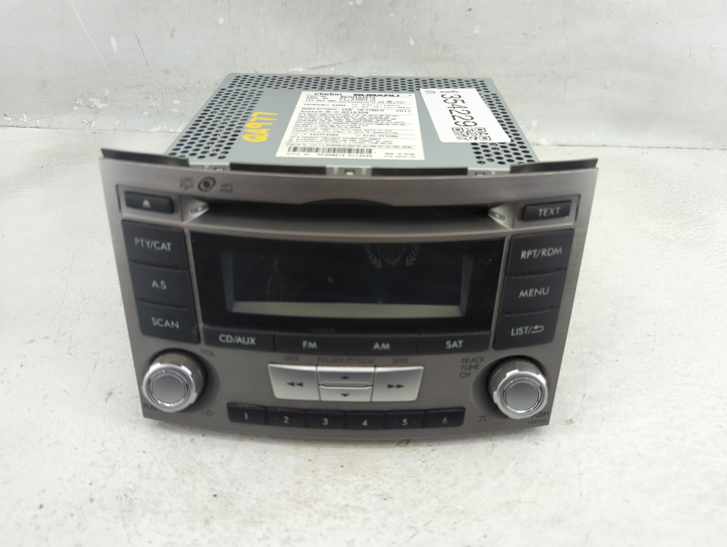 2012-2014 Subaru Legacy Radio AM FM Cd Player Receiver Replacement P/N:86201AJ61A Fits Fits 2012 2013 2014 OEM Used Auto Par