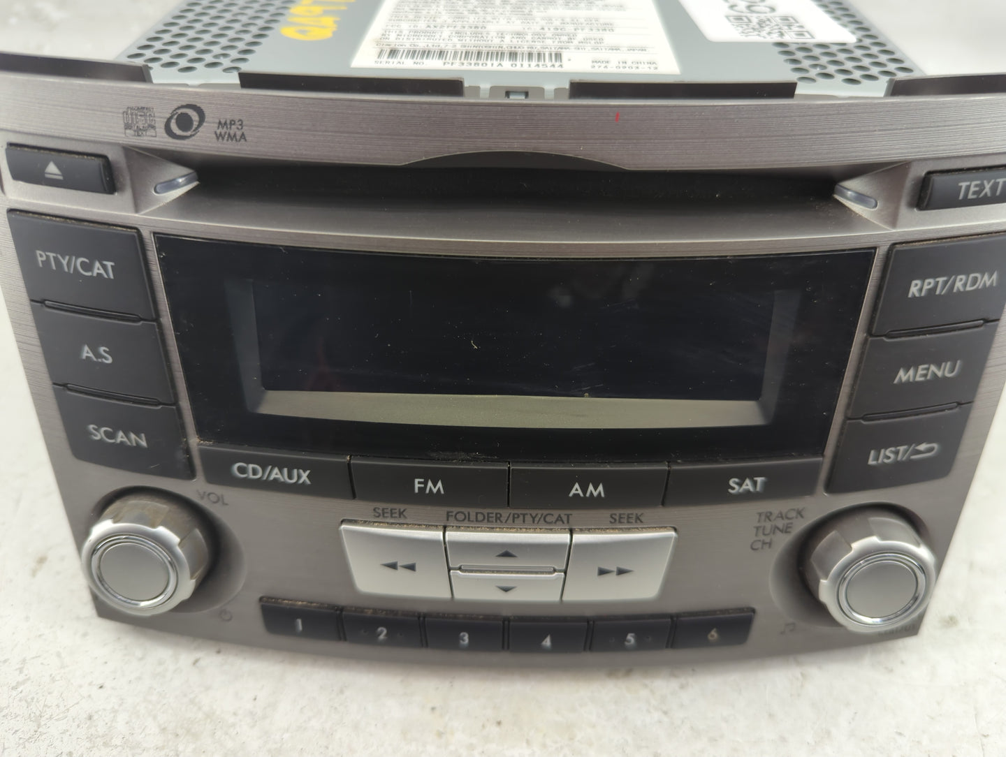 2012-2014 Subaru Legacy Radio AM FM Cd Player Receiver Replacement P/N:86201AJ61A Fits Fits 2012 2013 2014 OEM Used Auto Par