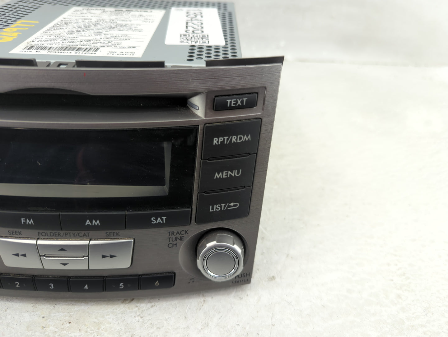 2012-2014 Subaru Legacy Radio AM FM Cd Player Receiver Replacement P/N:86201AJ61A Fits Fits 2012 2013 2014 OEM Used Auto Par