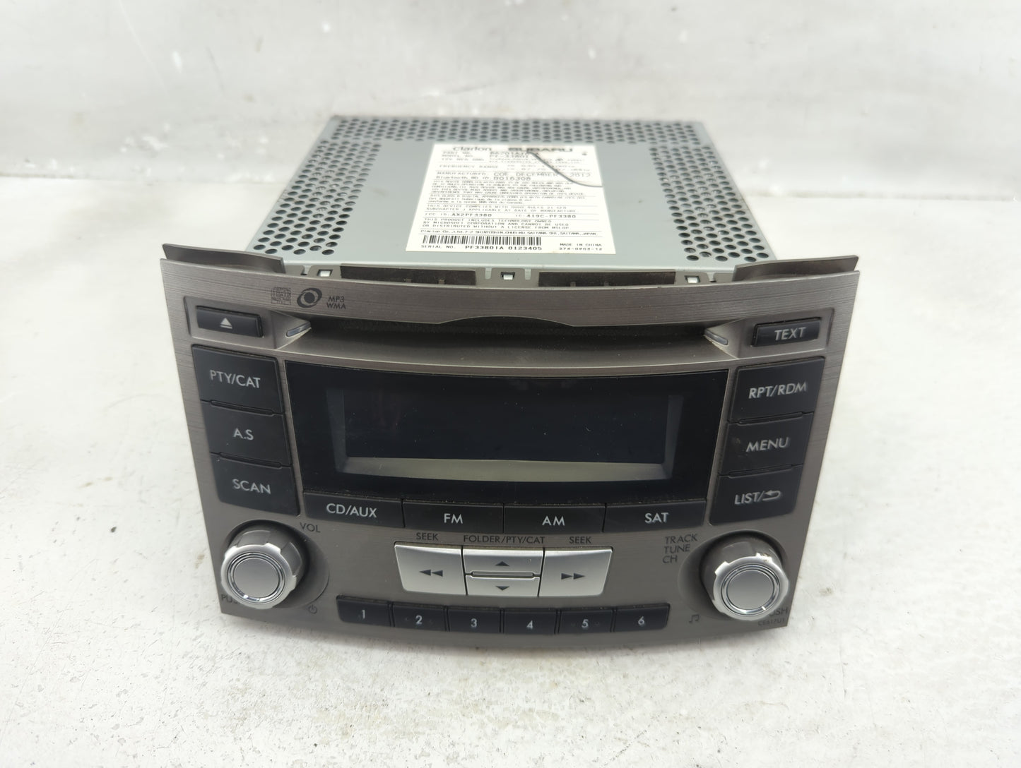 2012-2014 Subaru Legacy Radio AM FM Cd Player Receiver Replacement P/N:86201AJ61A Fits Fits 2012 2013 2014 OEM Used Auto Par