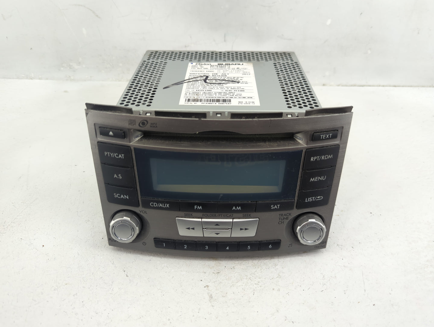 2013-2014 Subaru Legacy Radio AM FM Cd Player Receiver Replacement P/N:86201AJ61A Fits Fits 2013 2014 OEM Used Auto Parts - 