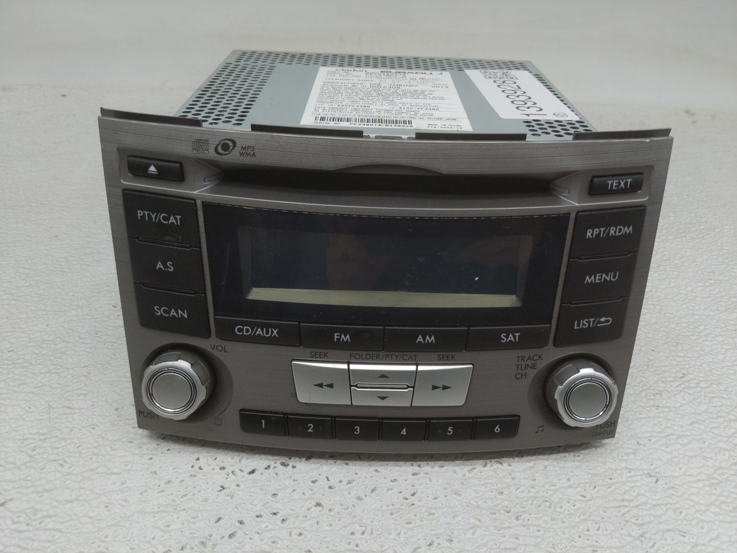 2012-2014 Subaru Legacy Radio AM FM Cd Player Receiver Replacement P/N:86201AJ61A Fits Fits 2012 2013 2014 OEM Used Auto Par
