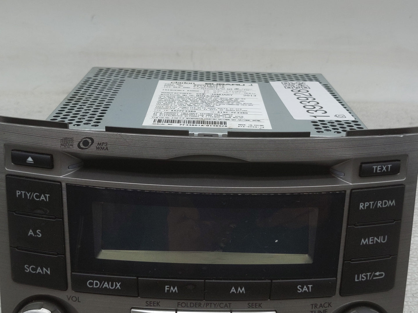 2012-2014 Subaru Legacy Radio AM FM Cd Player Receiver Replacement P/N:86201AJ61A Fits Fits 2012 2013 2014 OEM Used Auto Par