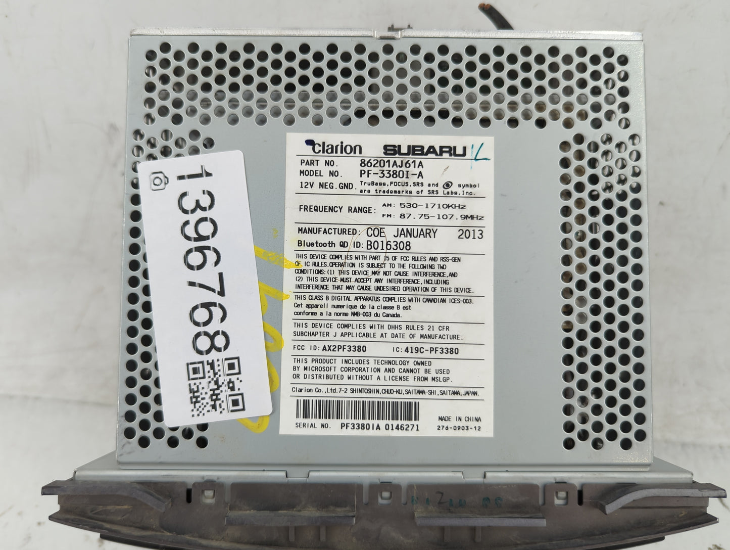 2013-2014 Subaru Legacy Radio AM FM Cd Player Receiver Replacement P/N:86201AJ61A Fits Fits 2013 2014 OEM Used Auto Parts - 