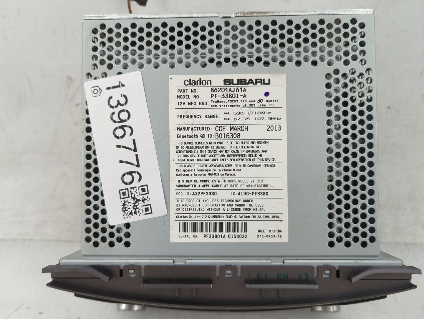 2012-2014 Subaru Legacy Radio AM FM Cd Player Receiver Replacement P/N:86201AJ61A Fits Fits 2012 2013 2014 OEM Used Auto Par