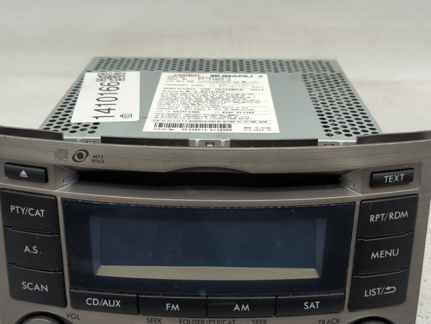 2012-2014 Subaru Legacy Radio AM FM Cd Player Receiver Replacement P/N:86201AJ61A Fits Fits 2012 2013 2014 OEM Used Auto Par