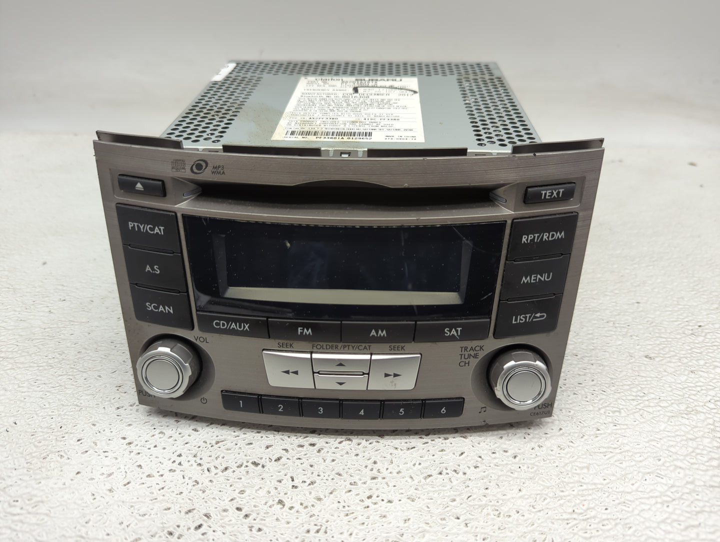 2012-2014 Subaru Legacy Radio AM FM Cd Player Receiver Replacement P/N:86201AJ61A Fits Fits 2012 2013 2014 OEM Used Auto Par