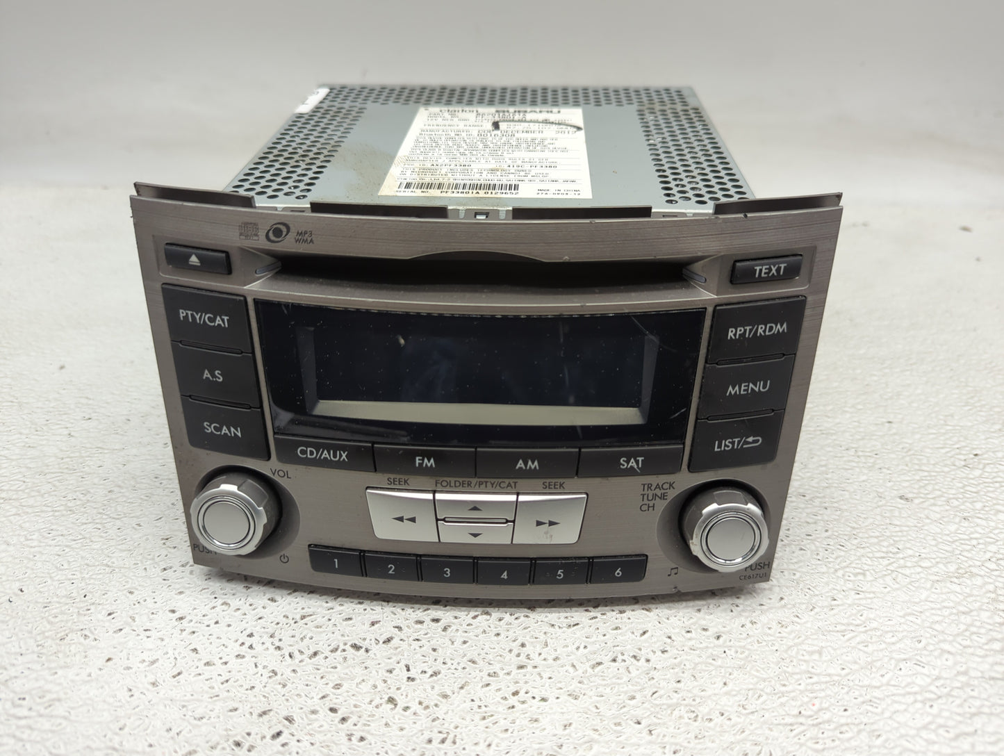 2012-2014 Subaru Legacy Radio AM FM Cd Player Receiver Replacement P/N:86201AJ61A Fits Fits 2012 2013 2014 OEM Used Auto Par