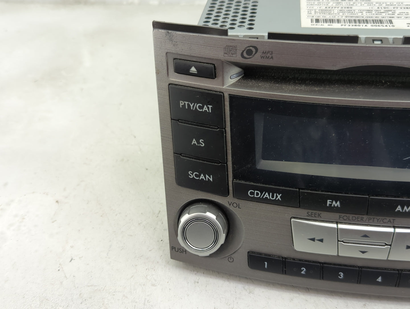 2012-2014 Subaru Legacy Radio AM FM Cd Player Receiver Replacement P/N:86201AJ61A PF-3380I-A, PF33801A Fits Fits 2012 2013 2