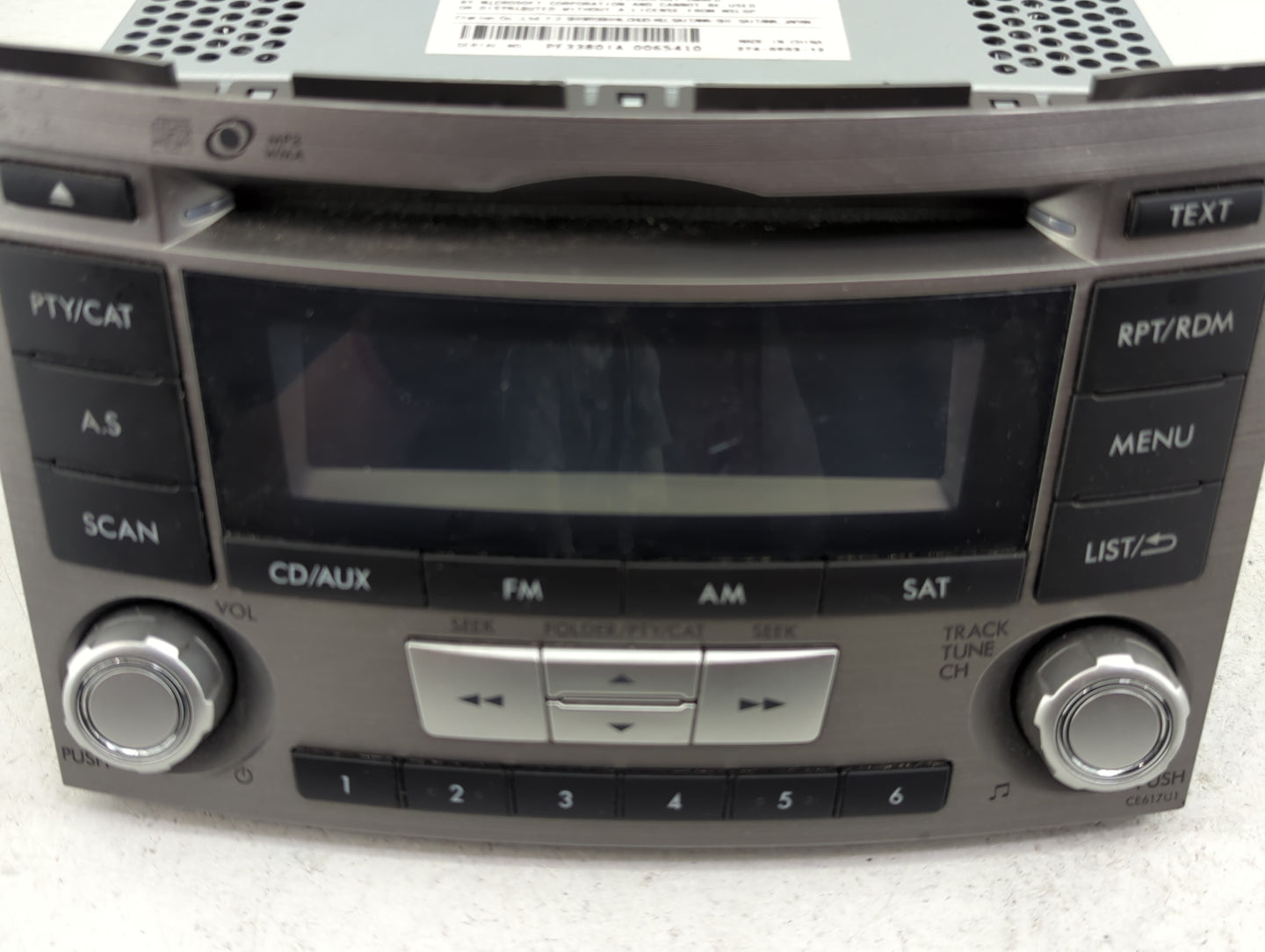 2012-2014 Subaru Legacy Radio AM FM Cd Player Receiver Replacement P/N:86201AJ61A PF-3380I-A, PF33801A Fits Fits 2012 2013 2