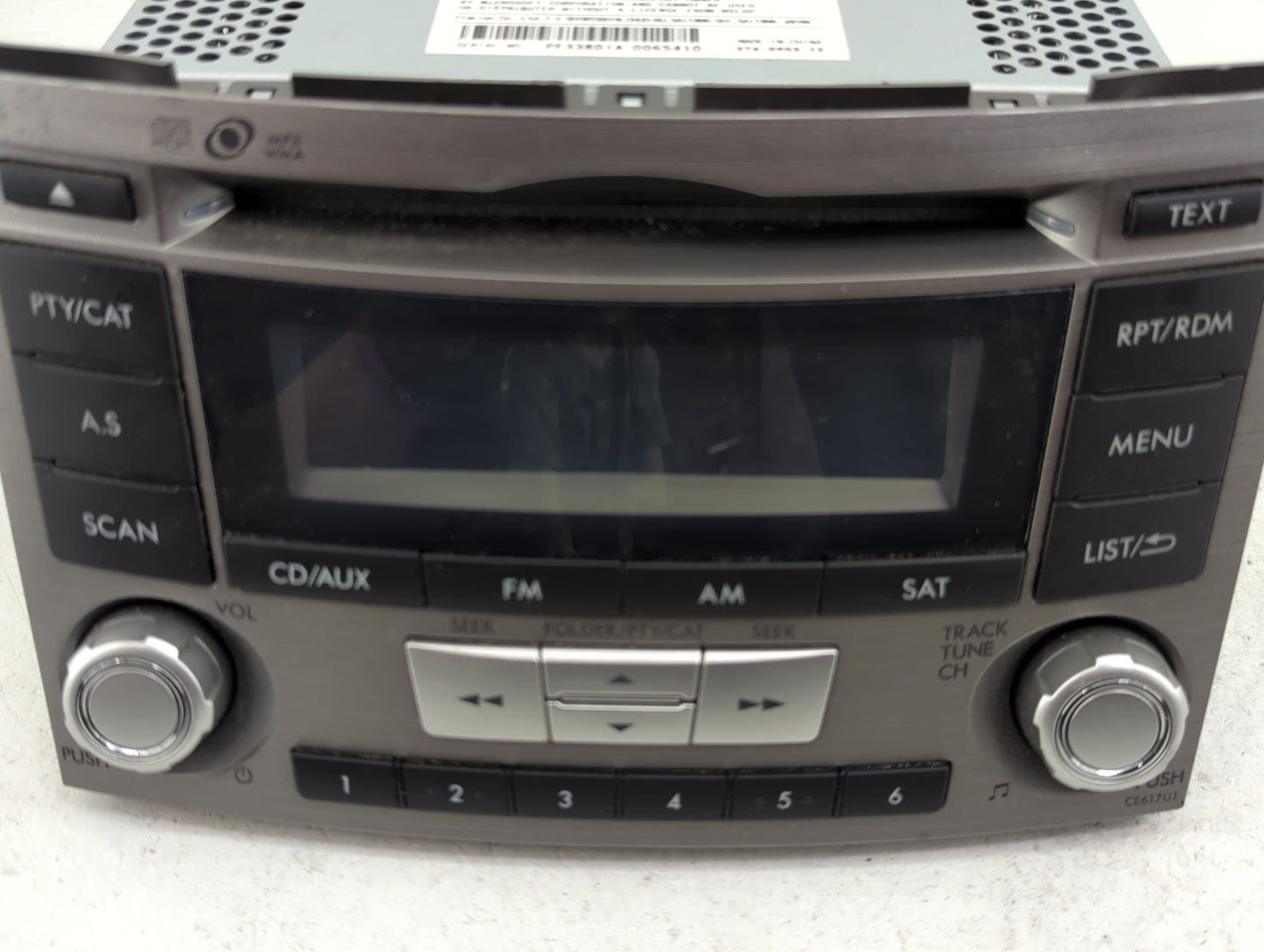 2012-2014 Subaru Legacy Radio AM FM Cd Player Receiver Replacement P/N:86201AJ61A PF-3380I-A, PF33801A Fits Fits 2012 2013 2