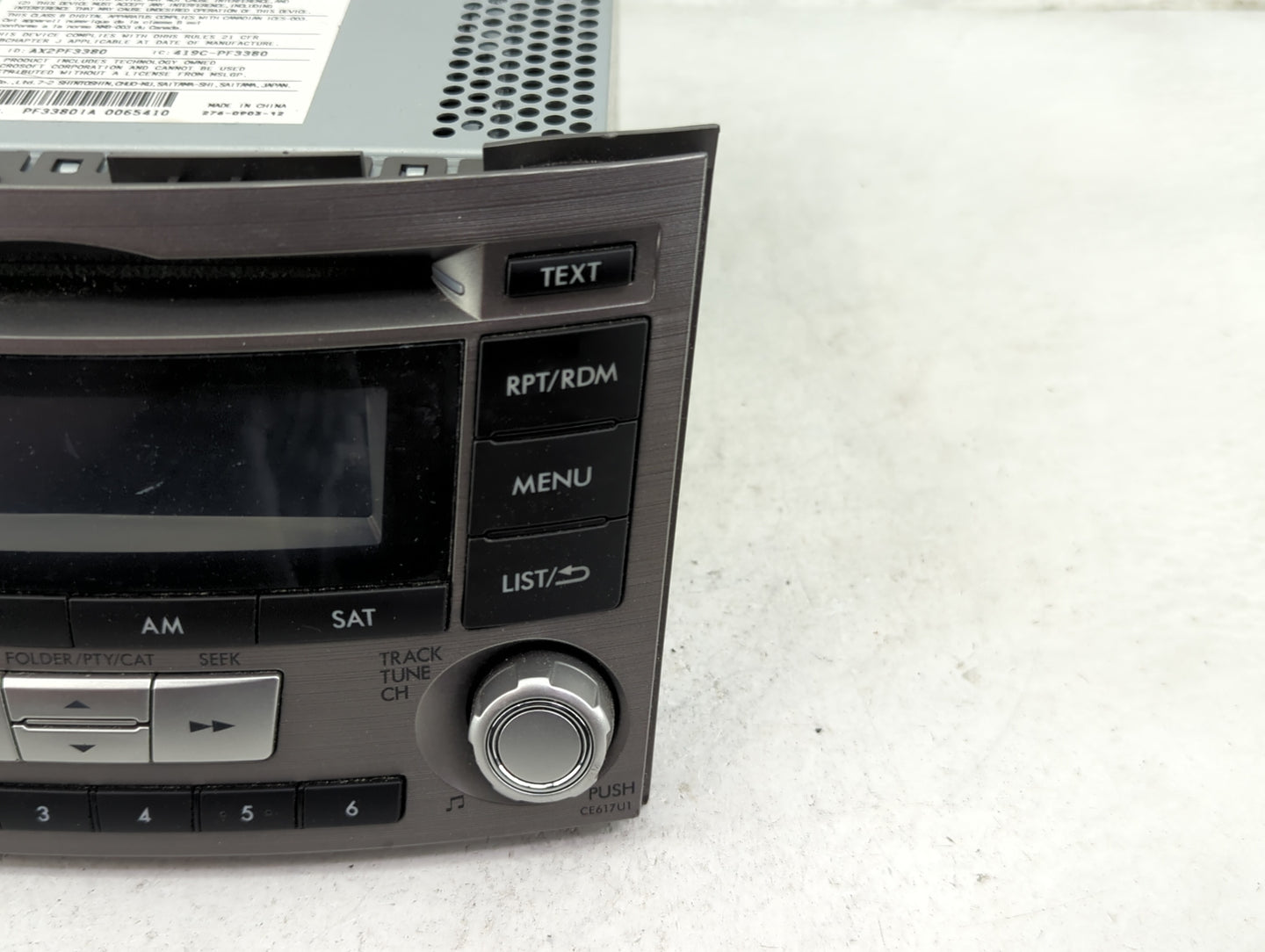 2012-2014 Subaru Legacy Radio AM FM Cd Player Receiver Replacement P/N:86201AJ61A PF-3380I-A, PF33801A Fits Fits 2012 2013 2