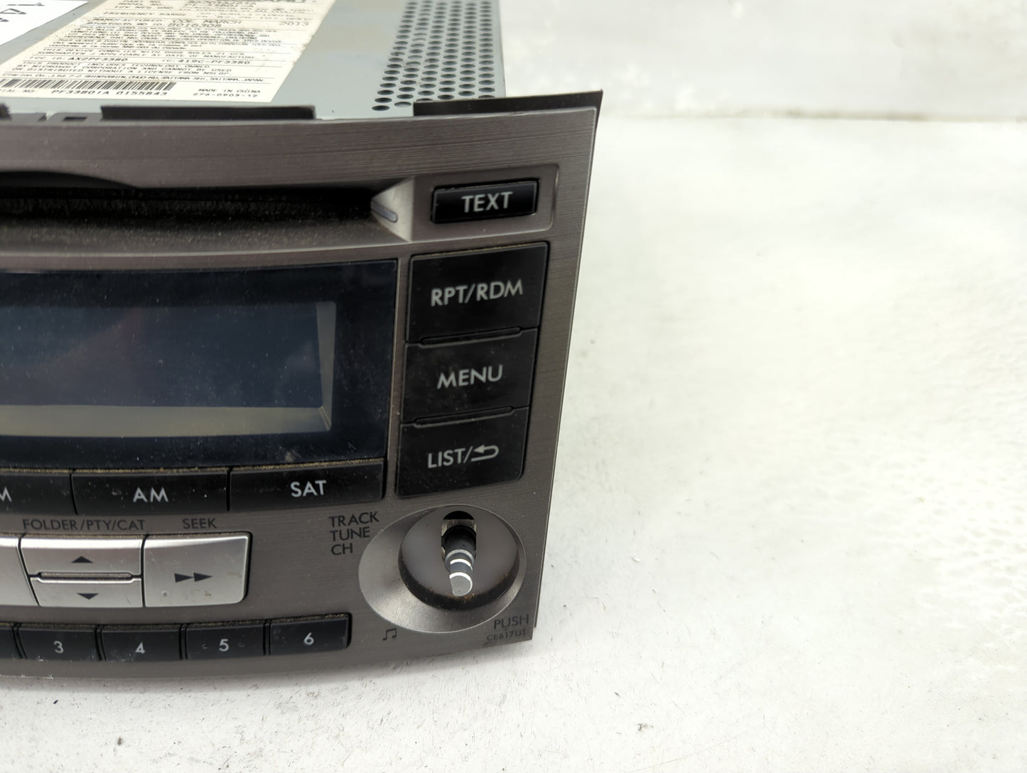 2012-2014 Subaru Legacy Radio AM FM Cd Player Receiver Replacement P/N:86201AJ61A PF-3380I-A Fits Fits 2012 2013 2014 OEM Us
