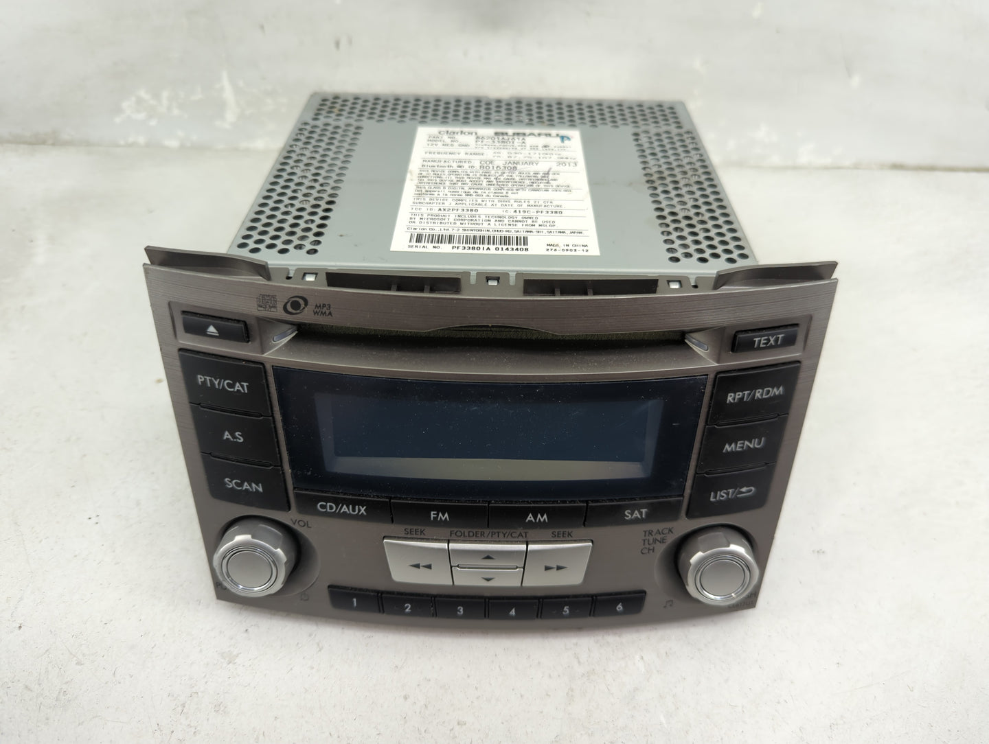 2012-2014 Subaru Legacy Radio AM FM Cd Player Receiver Replacement P/N:86201AJ61A PF-3380I-A Fits Fits 2012 2013 2014 OEM Us
