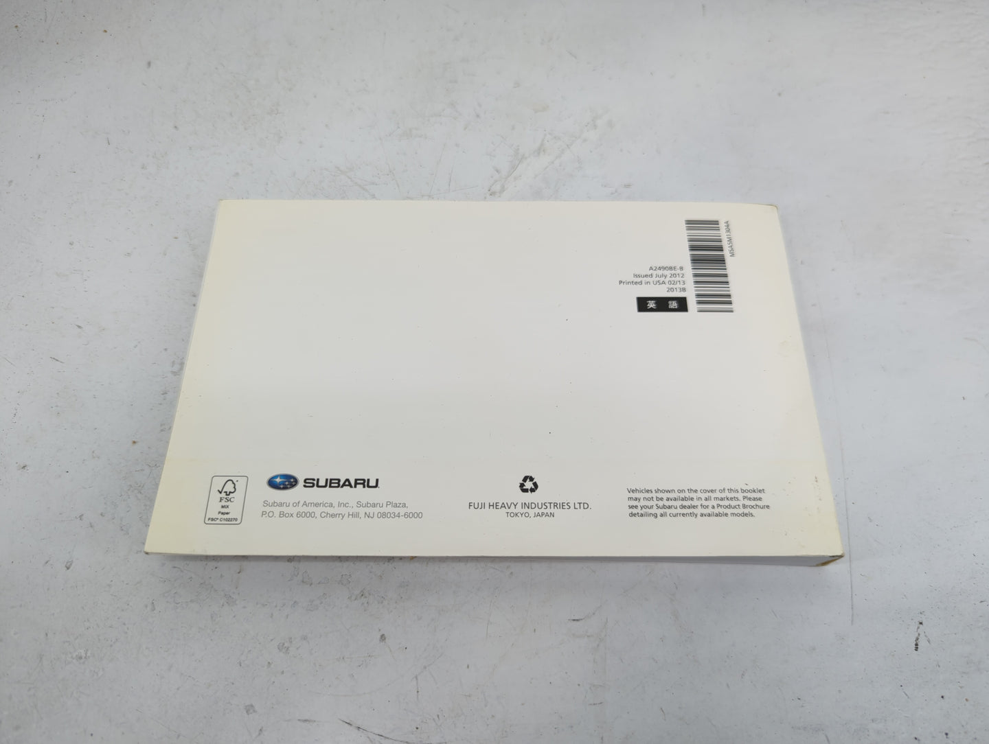 2013 Subaru Legacy Owners Manual Book Guide P/N:A2490BE-B MSA5M1304A OEM Used Auto Parts - Oemusedautoparts1.com