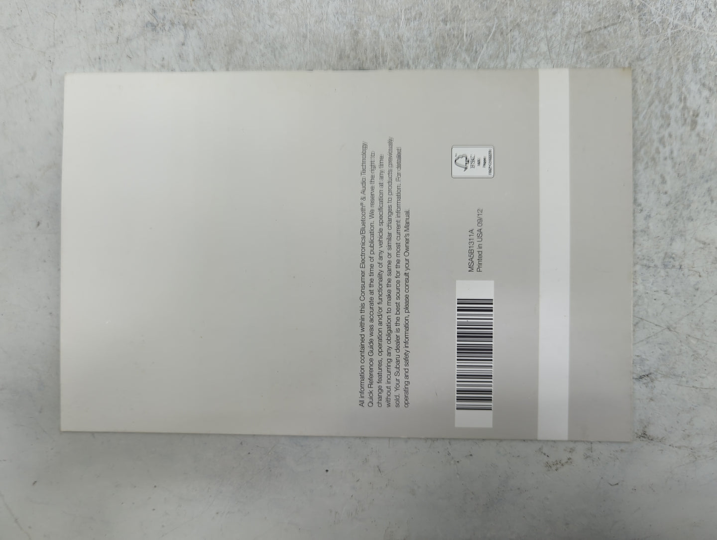 2013 Subaru Legacy Owners Manual Book Guide P/N:A2490BE-B MSA5M1304A, MSA5B1311A OEM Used Auto Parts - Oemusedautoparts1.com
