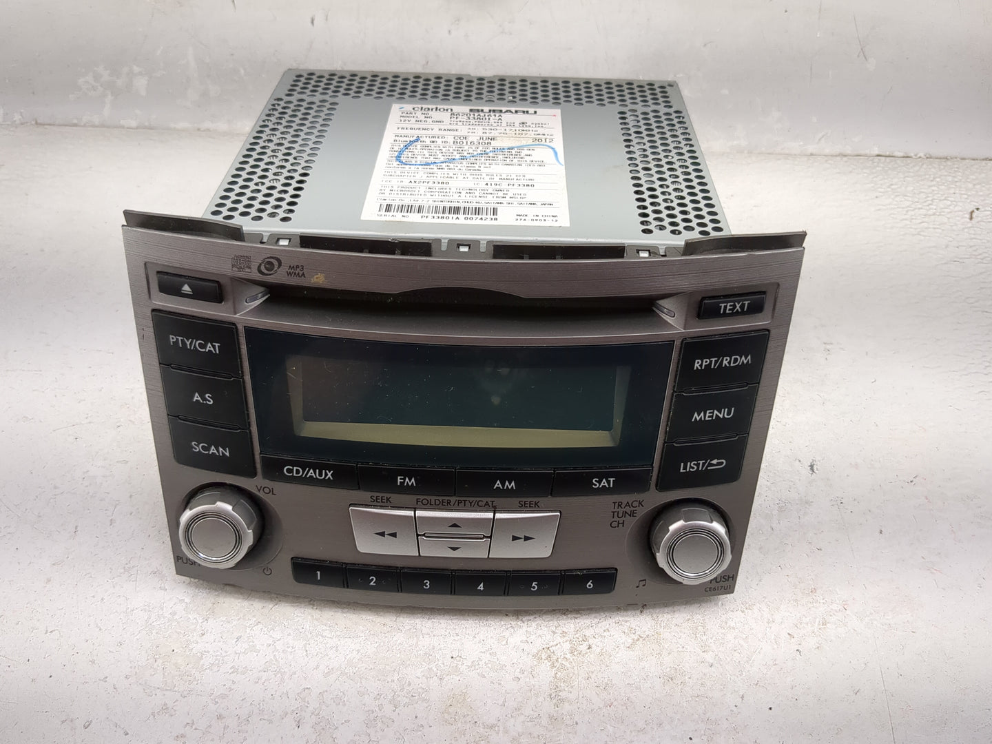 2012-2014 Subaru Legacy Radio AM FM Cd Player Receiver Replacement P/N:86201AJ61A PF-3380I-A, PF33801A Fits Fits 2012 2013 2