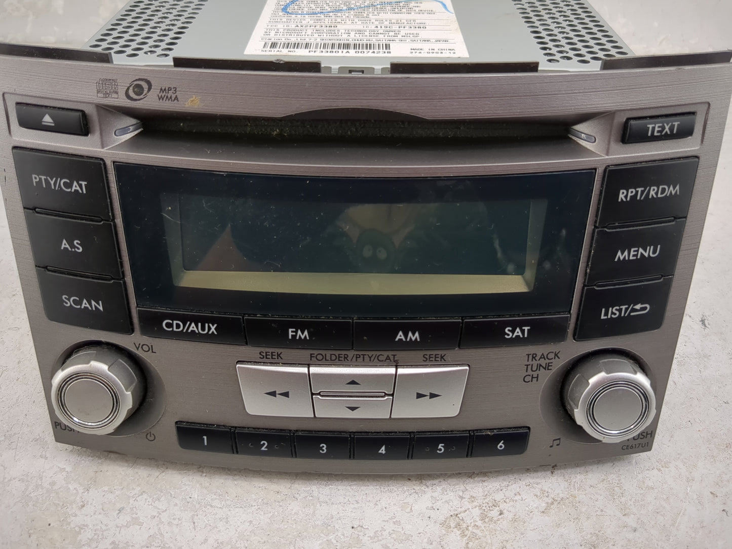 2012-2014 Subaru Legacy Radio AM FM Cd Player Receiver Replacement P/N:86201AJ61A PF-3380I-A, PF33801A Fits Fits 2012 2013 2