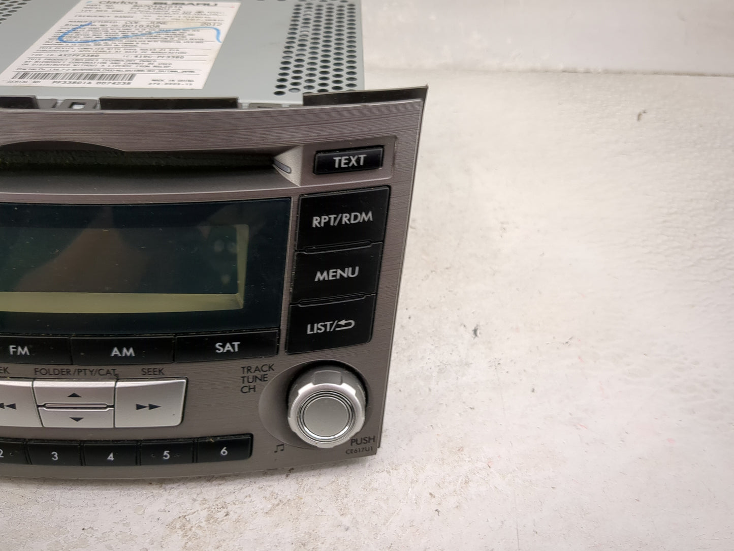 2012-2014 Subaru Legacy Radio AM FM Cd Player Receiver Replacement P/N:86201AJ61A PF-3380I-A, PF33801A Fits Fits 2012 2013 2